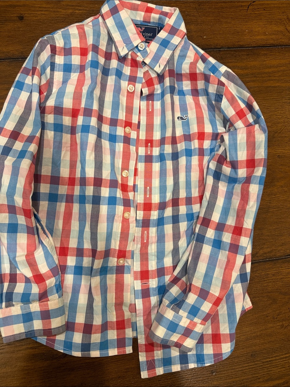 Vineyard Vines Red, Blue & White Plaid Button-Down Shirt